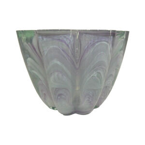 Hand Blown Purple Swirl Ecoglass Glass Candle Holder Bowl Recycled Made In Spain